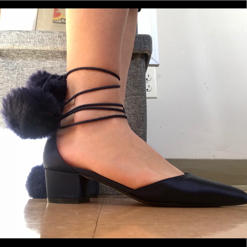 Puff ball Block Heels